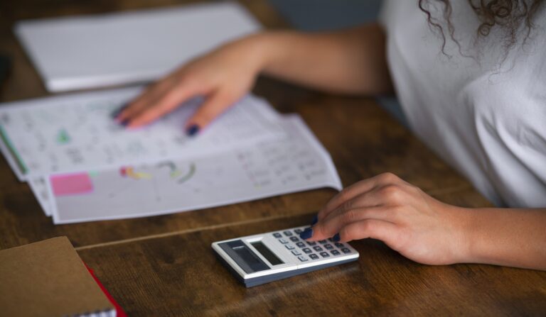 side-view-woman-working-as-economist