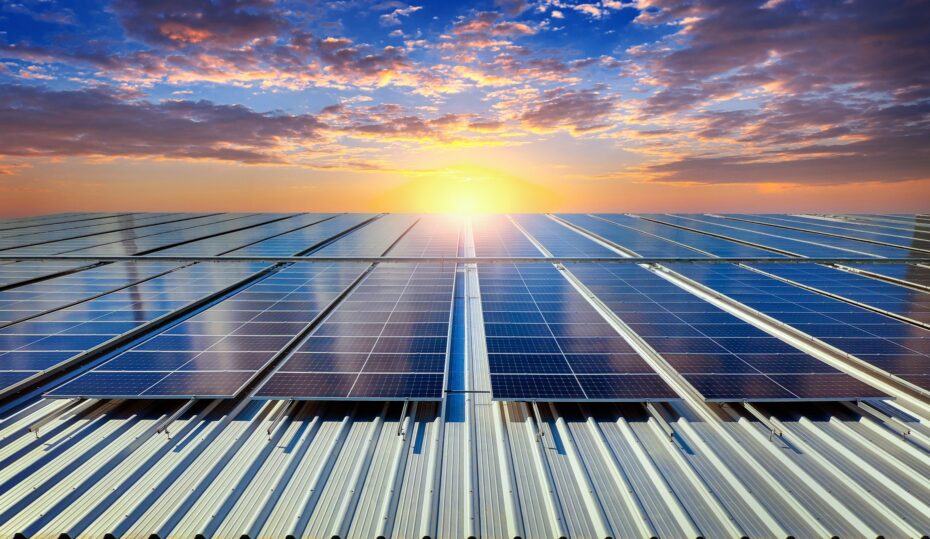 Solar panels on the roof. (Solar cell)